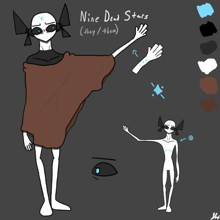 A reference for an original character, Nine Dead Stars. This is their original form, made for the original NDS video installation.